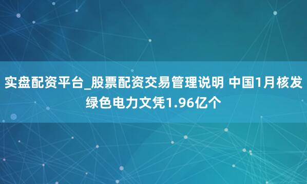 实盘配资平台_股票配资交易管理说明 中国1月核发绿色电力文凭1.96亿个