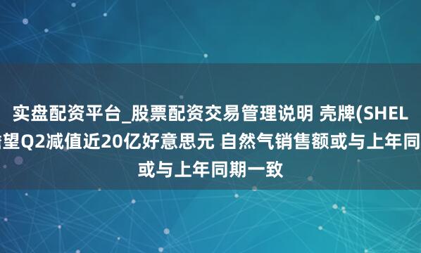 实盘配资平台_股票配资交易管理说明 壳牌(SHEL.US)瞻望Q2减值近20亿好意思元 自然气销售额或与上年同期一致
